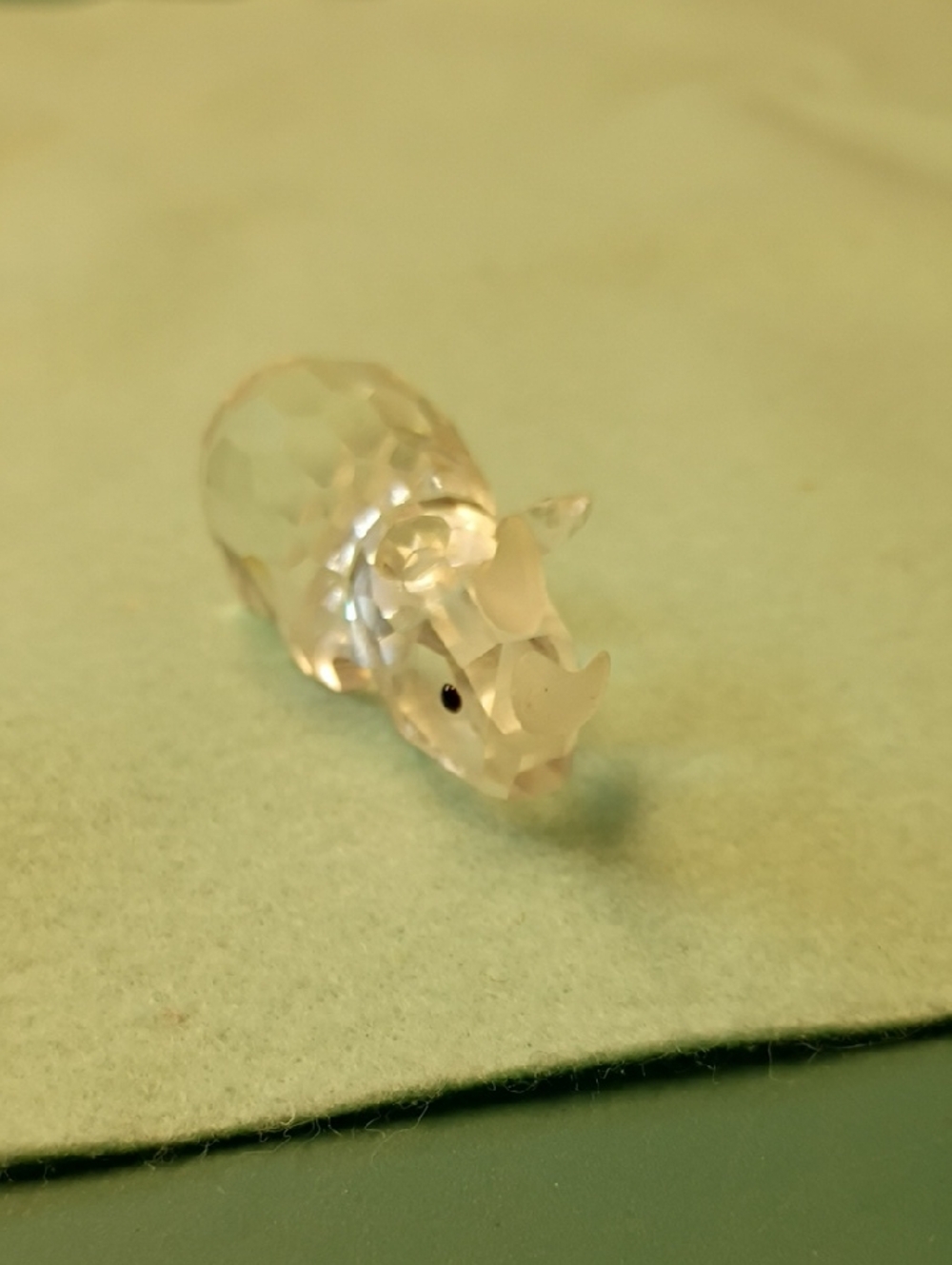 Swarvoski Clear Crystal Rhinoceros Figurine - Home Art Glass Sculpture